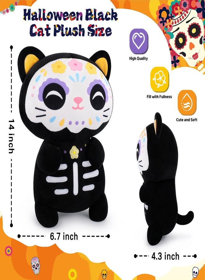 Achwishap Black Cat Stuffed Animal-14” Day of The Dead Cat Plush,Soft Cats Plush Toys Halloween & Día de Los Muertos Gifts for Kids,Cute Kitten Plushies,Kawaii Stuffed Pillow,Animal Pillow for Adults - Image 5